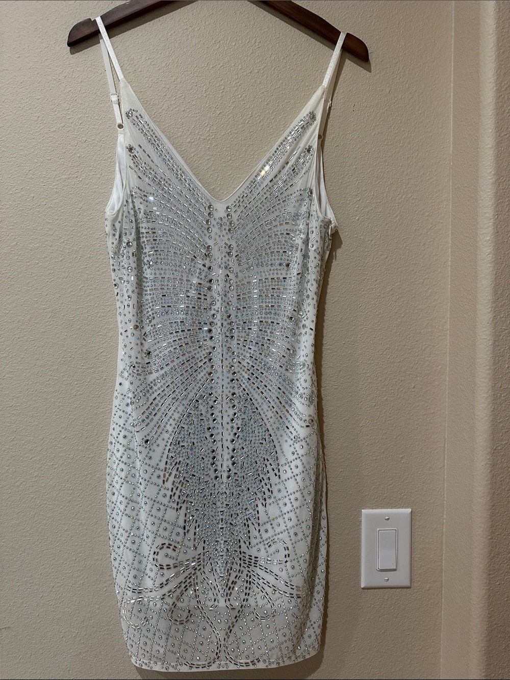 Banjul White Beaded Sequin Mini Dress